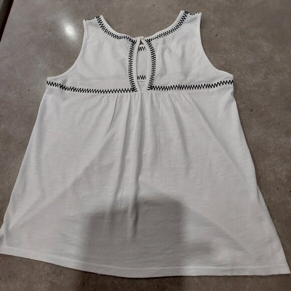 YESSICA Women's White Cotton Blend Sleeveless Tank Top w/Black/Silver Trim - Med - Picture 4 of 9
